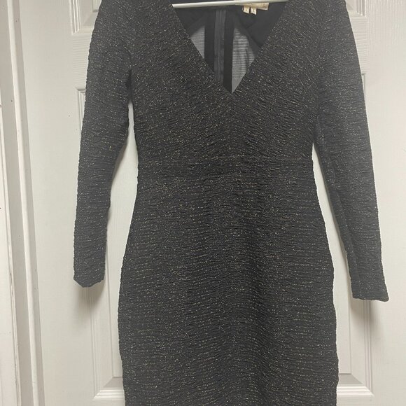 Artelier Nicole Miller Black Gold Metallic Cutout Back Cocktail Dress - Picture 1 of 5